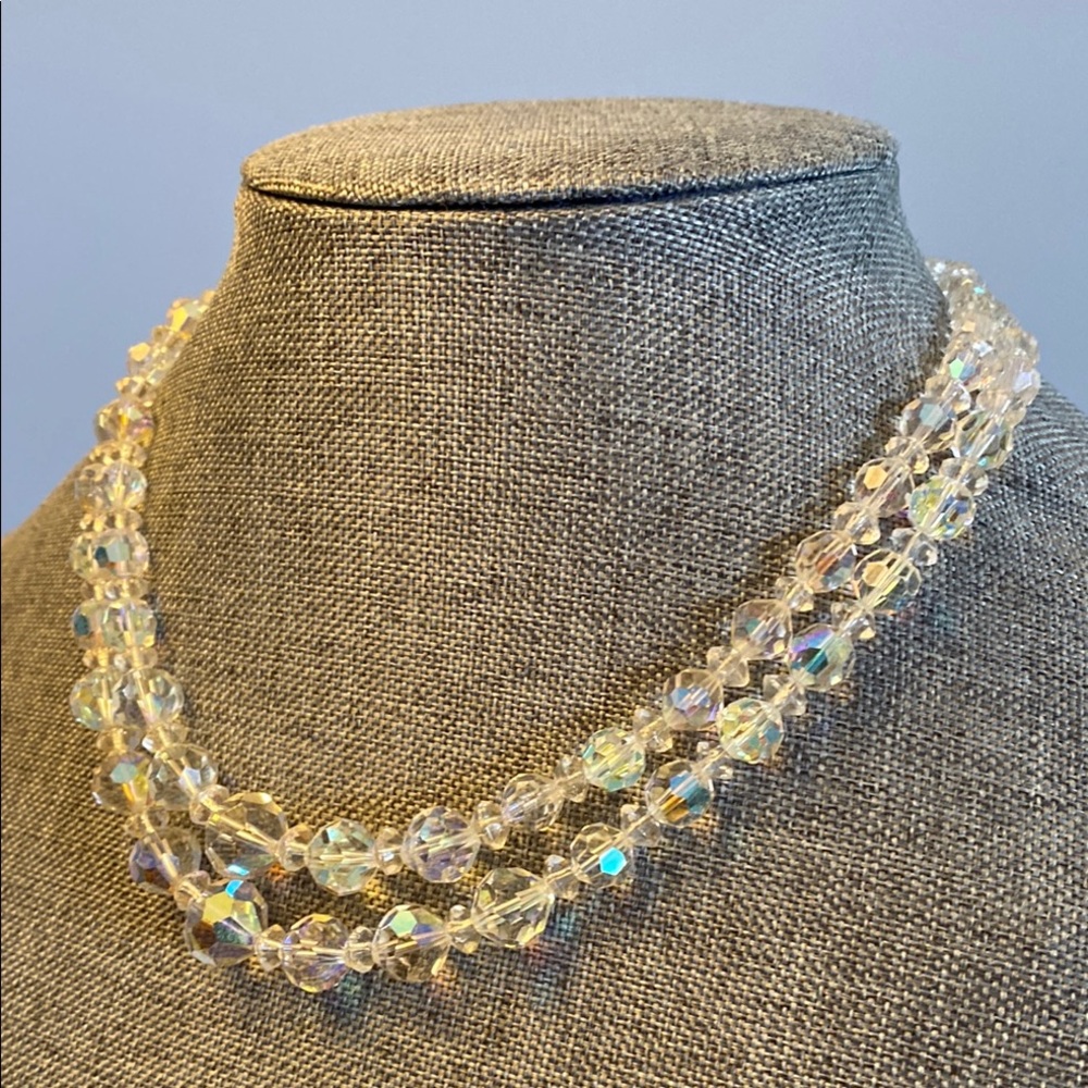 Vintage Double Strand Crystal Beaded Necklace
